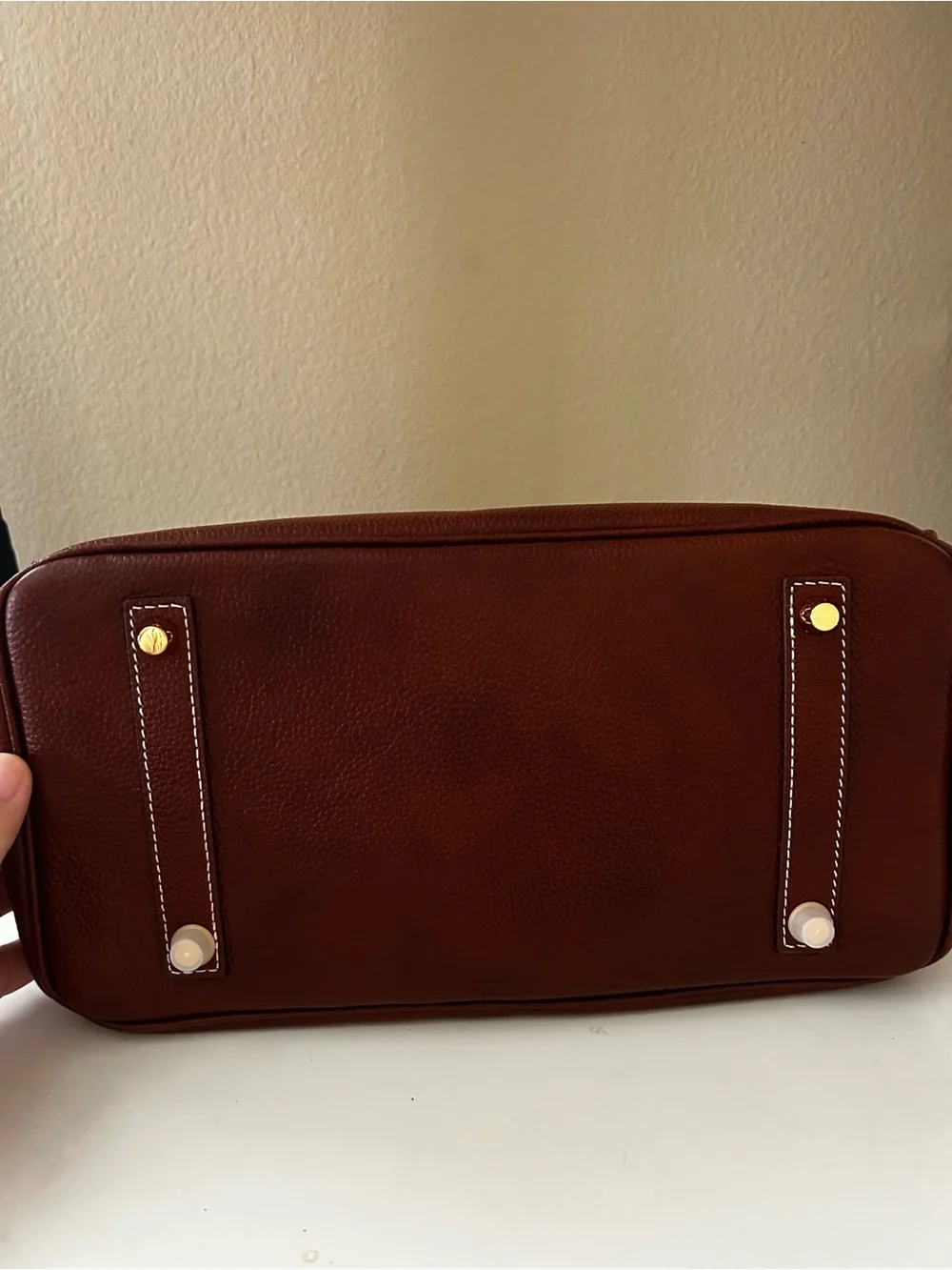 30cm Brown Saddle Leather Top-Handle Satchel